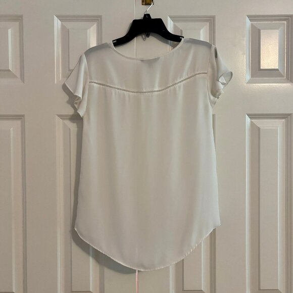 Banana Republic Factory Sheer Flutter Sleeve White Top Women XS - Picture 3 of 7